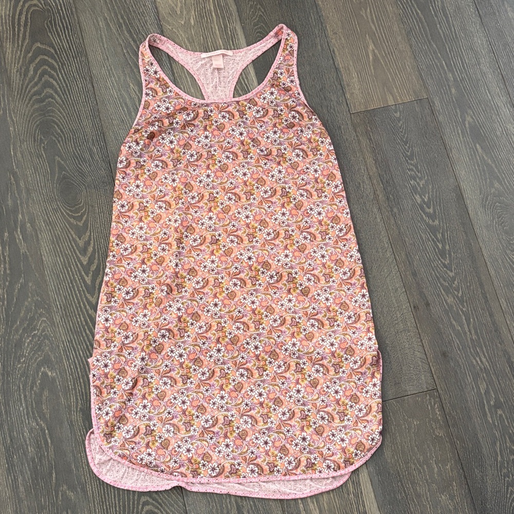 Women's Pink Floral Racerback Sleep Tank